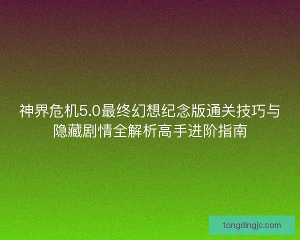 神界危机5.0最终幻想纪念版通关技巧与隐藏剧情全解析高手进阶指南
