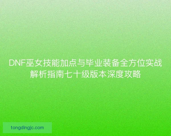 DNF巫女技能加点与毕业装备全方位实战解析指南七十级版本深度攻略