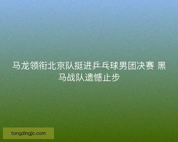马龙领衔北京队挺进乒乓球男团决赛 黑马战队遗憾止步 马龙领衔北京队挺进乒乓球男团决赛 黑马战队遗憾止步